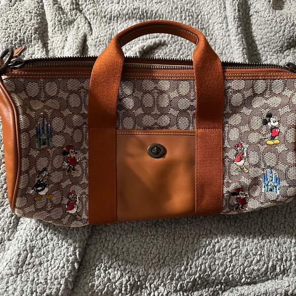 Disney X Coach Duffle In Signature Textile Jacquard With Mickey Mouse And Friend - Picture 1 of 14